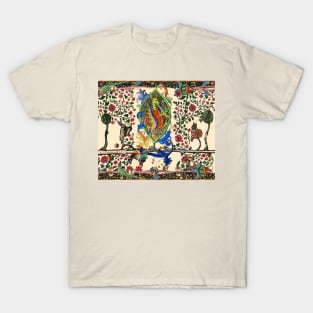 WEIRD MEDIEVAL BESTIARY MAKING MUSIC, Dragon Playing Flute ,Harpist Rabbit,Snail Cat T-Shirt